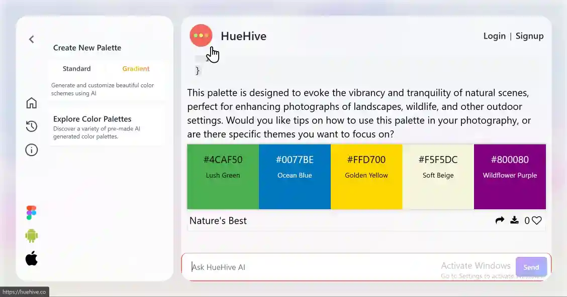 مثال على تطبيق ألوان HueHive في تصميم حقيقي